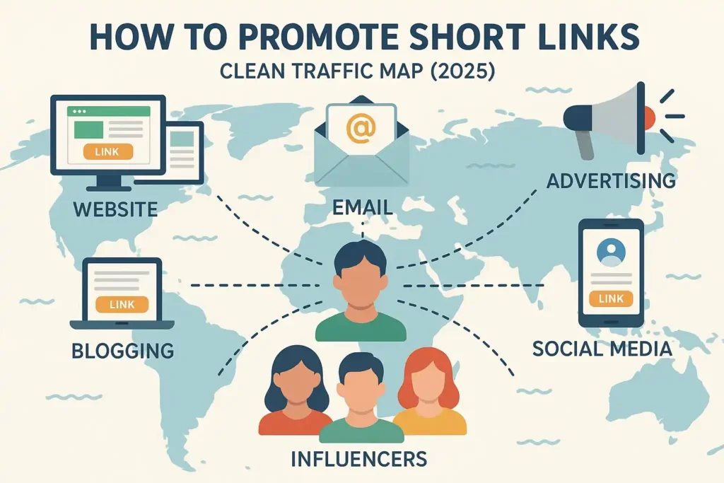 How to promote short links — clean traffic map (2025)