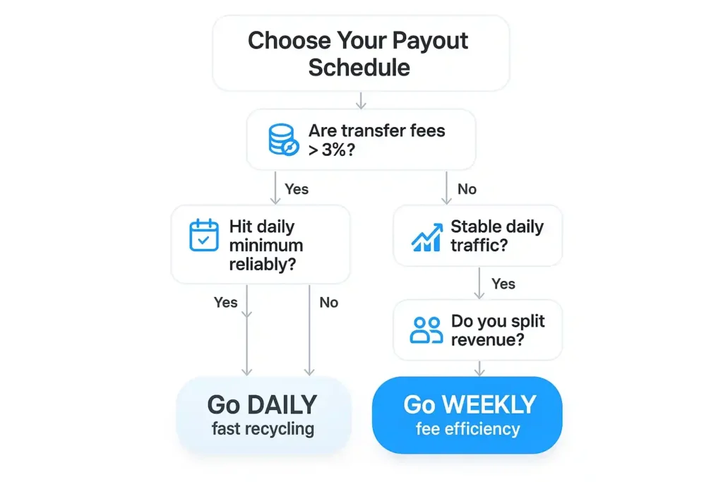 Decision flowchart to choose daily or weekly payouts
